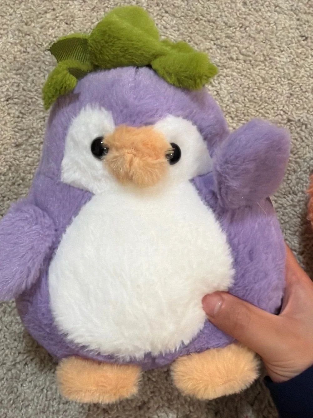 Plush Small Pet Toys - Purple Penguin, Orange Carrot & Brown Gingerbread Set